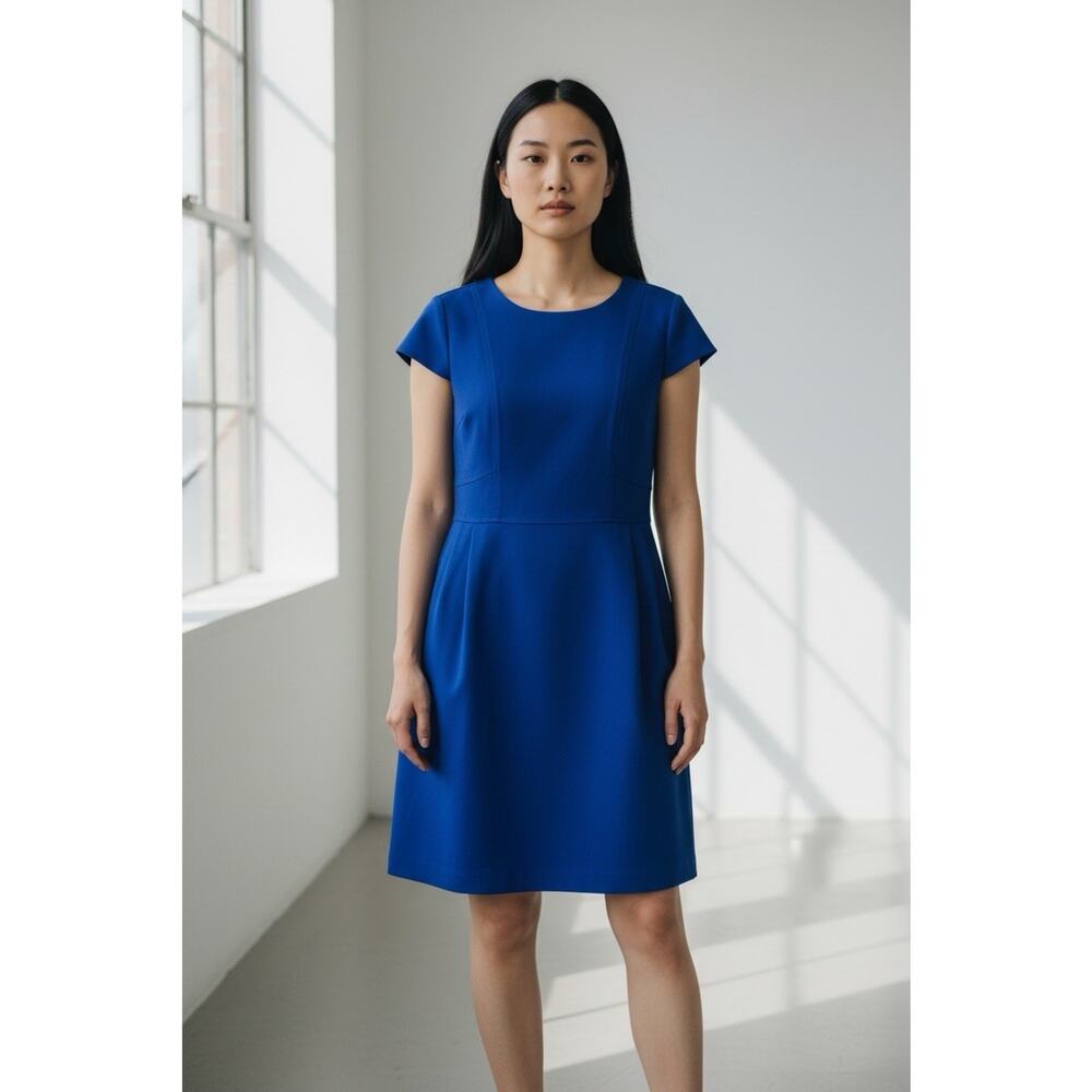 Eliza J Dress Womens 8 Cobalt Blue Flutter Sleeve Sheath Stretch Party